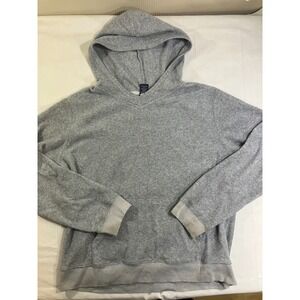 GAP Gray Fleece V-Neck Pullover Hoodie Sweatshirt Womens XL Embroidered Logo
